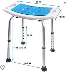 lot 339 image: Medokare Shower Stool With Padded Seat - Shower Seat For Seniors With Tote Ba...