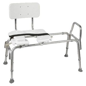 lot 376 image: DMI Tub Transfer Bench and Sliding Shower Chair, Heavy Duty Non Slip Aluminum Body & Seat w Adjustable Seat Height & Cut Out Access, Weight Capacity up to 400 lbs, Gray