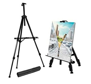 lot 391 image: T-Sign 66 Reinforced Artist Easel Stand, Extra Thick Aluminum Metal Tripod Display Easel 21 to 66 Adjustable Height with Portable Bag for FloorTable-Top Drawing and Displaying