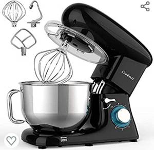 lot 393 image: Cookmii Stand Mixer, 660W Dough Mixer with 5.5 Quart Stainless Steel Bowl, Kitchen Food Mixer with Dough Hook,Whisk, Flat Beater, Pouring Shield Black