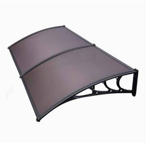 lot 399 image: VIVOHOME Polycarbonate Window Door Awning Canopy Brown with Black Bracket 40 Inch x 80 Inch