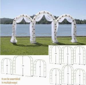lot 406 image: Adorox 7.5Ft 3 Sets White Metal Arch Wedding Garden Climbing Plants Bridal Party Decoration Arbor