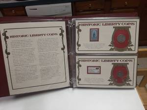 lot 113 image: Book of Historic Liberty Coins and Stamps - Very Nice Assortment of Coins