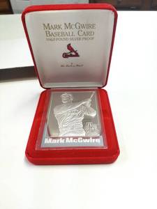 lot 114 image: Half Pound Silver Mark McGwire Baseball Card