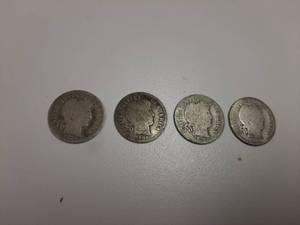 lot 129 image: 4 Barber Silver Dimes - 1899, 1906 and (2) 1914-D