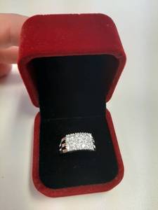lot 146 image: Ring in Box - 3 Rows of Stones