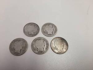 lot 154 image: (5) Barber Silver Dime - 1903-O, 1906, (2) 1914, and 1914-D