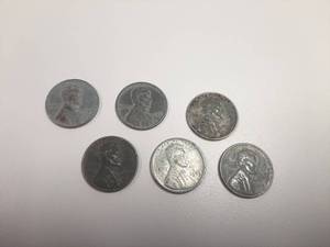 lot 171 image: (6) 1943 Steel War Pennies