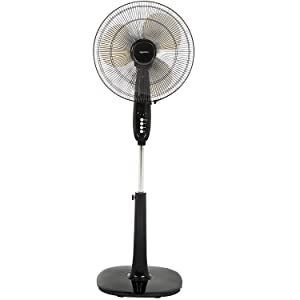 lot 51126 image: AmazonBasics Oscillating Dual Blade Standing Pedestal Fan with Remote - 16-Inch