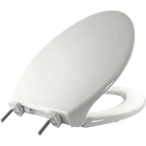 lot 51140 image: BEMIS 7800TDG 000 Commercial Heavy Duty Closed Front Toilet Seat with Cover that will Never Loosen & Reduce Call-backs, ELONGATED, Plastic, White