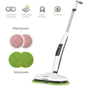lot 51158 image: Gladwell Cordless Electric Mop, 3 in 1 Spinner, Scrubber and Waxer Quiet and Powerful Cleaner, Spin Scrubber and Buffer, Polisher for Hard Wood, Tile, Vinyl, Marble and Laminate Floor