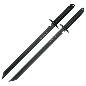 lot 51161 image: BladesUSA HK-6183 Twin Ninja Swords, Two-Piece Set, Black, 28-Inch Overall