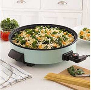 lot 51163 image: Dash DRG214AQ Family Size Rapid Heat Electric Skillet  Hot Oven Cooker with 14 inch Nonstick Surface  Recipe Book for Pizza, Burgers, Cookies, Fajitas, Breakfast & More, 20 Cup Capacity, Aqua
