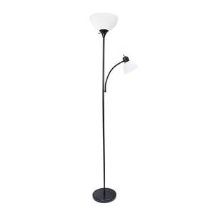 lot 51165 image: Simple Designs Home LF2000-BLK Mother-Daughter Floor Lamp with Reading Light, 71 x 20.47 x 11.35 inches, Black
