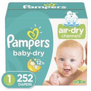 lot 51175 image: Diapers NewbornSize 1 (8-14 lb), 252 Count - Pampers Baby Dry Disposable Baby Diapers, ONE MONTH SUPPLY
