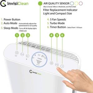 lot 51181 image: InvisiClean Sensa Air Purifier for Home � Smart Air Quality Sensor for Bedrooms, Allergies and Pets, Large Rooms, Smoke, Dust, Mold, Allergens, Odors, True HEPA, Carbon, Ultra Quiet, No Ozone IC-5120
