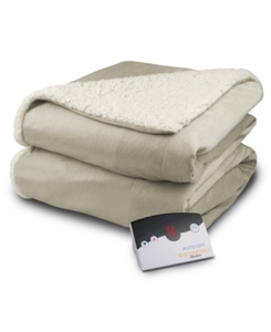 lot 51193 image: Biddeford 6000-9051136-713 Electric Heated Micro MinkSherpa Blanket, Twin, Linen
