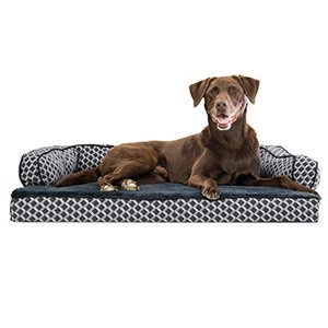 lot 51203 image: Furhaven Pet Dog Bed  Orthopedic Plush Faux Fur & Dcor Comfy Couch Traditional Sofa-Style Living Room Couch Pet Bed w Removable Cover for Dogs & Cats, Diamond Gray, Large