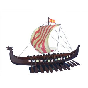 lot 51209 image: Hampton Nautical Wooden Viking Drakkar Model Boat, 24