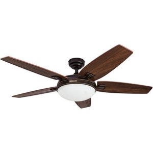 lot 51220 image: Honeywell Carmel 48-Inch Ceiling Fan with Integrated Light Kit and Remote Control, Five Reversible California RedwoodMendoza Rosewood Blades, Brushed Nickel
