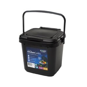 lot 51221 image: EcoSafe Kitchen Caddy KCBLK Food Waste Bin, Plastic, 2-Gallon, Black