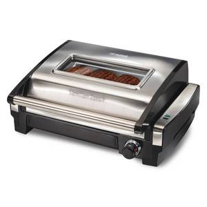 lot 51226 image: Hamilton Beach Electric Indoor Searing Grill with Viewing Window and Removable Easy-to-Clean Nonstick Plate, 6-Serving, Extra-Large Drip Tray, Stainless Steel (25361)