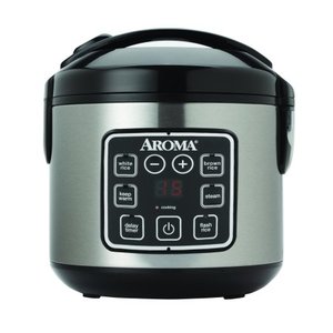 lot 51238 image: Aroma Housewares ARC-914SBD 2-8-Cups (Cooked) Digital Cool-Touch Rice Grain Cooker and Food Steamer, Stainless, 8 Cup, Silver