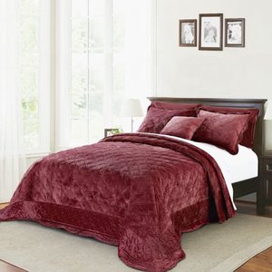 lot 51245 image: Home Soft Things Supersoft Bedspread & Coverlet Set, 120 x 120, Burgundy