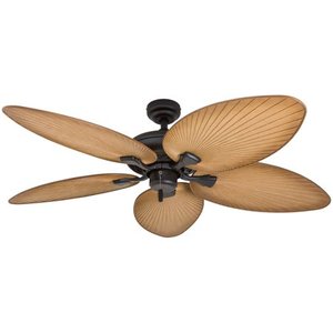 lot 51282 image: Honeywell Palm Island 50505-01 52-Inch Tropical Ceiling Fan, Five Palm Leaf Blades, IndoorOutdoor, Damp Rated, Sandstone