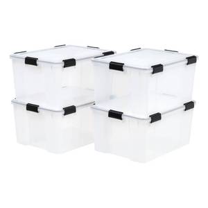 lot 51296 image: IRIS USA, Inc. UCB-LD WEATHERTIGHT Storage Box, 4 Pack, 62.8 Quart, Clear