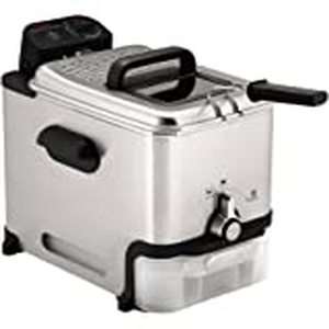 lot 51303 image: T-fal Deep Fryer with Basket, Stainless Steel, Easy to Clean Deep Fryer, Oil Filtration, 2.6-Pound, Silver, Model FR8000