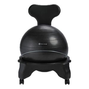 lot 51313 image: Gaiam Classic Balance Ball Chair �� Exercise Stability Yoga Ball Premium Ergonomic Chair for Home and Office Desk with Air Pump, Exercise Guide and Satisfaction Guarantee, Charcoal