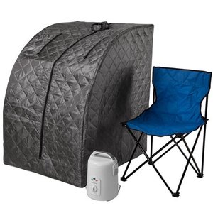 lot 51315 image: Durasage Lightweight Portable Personal Steam Sauna Spa for Weight Loss, Detox, Relaxation at Home, 60 Minute Timer, 800 Watt Steam Generator, Chair Inlcuded - Gray