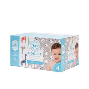 lot 51322 image: The Honest Company Super Club Box Diapers with TrueAbsorb Technology, Pandas & Safari, Size 4, 120 Count