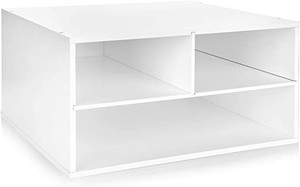 lot 51344 image: JulieHome Wood Two-Tier Printer Fax Stands Shelf Paper Organizer for Home Office,White
