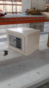 lot 51345 image: Safe Box, Dorlfin Digital Small Safe Steel Electronic Safe Deposit Box with Lock Keypad for Money Jewelry Security Cabinet White