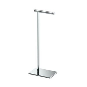 lot 51347 image: Modern Square Base Tissue Holder Stand, 21.25, in Chrome. Missing attachment screw