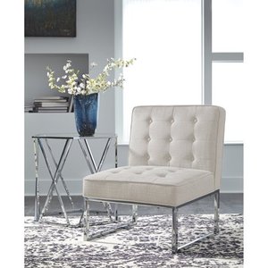 lot 51357 image: Signature Design by Ashley - Cimarosse Accent Chair - Chrome Base - Ivory