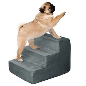 lot 51358 image: High Density Foam Pet Stairs 3 Steps with Machine Washable Zippered Removeable Micro-Fiber Cover with non-slip bottom by PETMAKER �� Gray