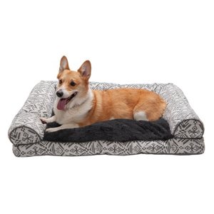 lot 51373 image: Furhaven Pet Dog Bed  Plush Kilim Southwest Home Decor Pillow Cushion Traditional Sofa-Style Living Room Couch Pet Bed wRemovable Cover for Dogs & Cats, Boulder Gray, Large