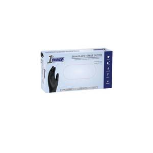 lot 51381 image: 1st Choice Exam 4 Mil Black Nitrile Gloves - Latex Free, Powder Free, Non-Sterile, Small, 1EBNS, Box of 100, Pack of 10
