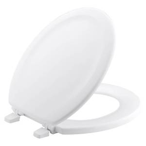 lot 51390 image: KOHLER K-4648-0 Stonewood Molded-wood with Color-matched Plastic Hinges Round-front Toilet Seat, White