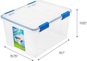 lot 51404 image: IRIS USA, Inc. WSB-SD Ziploc WeatherShield 44 Quart Storage Box, Clear. No lid