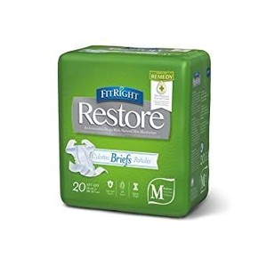 lot 51405 image: FitRight Restore Adult Briefs with Tabs, Heavy Absorbency, Medium, 32-42, For Adult Incontinence, Comfort and Skin Health (Pack of 80)