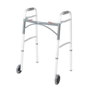 lot 51409 image: Drive Medical Deluxe Two Button Folding Walker with 5-Inch Wheels