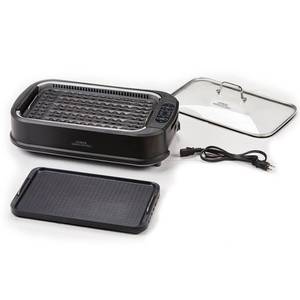 lot 51410 image: PowerXL Smokeless Grill with Tempered Glass Lid with Interchanable Griddle Plate and Turbo Speed Smoke Extractor Technology. Make Tender Char-grilled Meals Inside With Virtually No Smoke