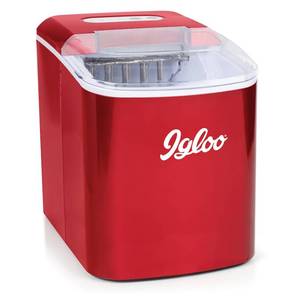 lot 51421 image: Igloo ICEB26RR Automatic Portable Electric Countertop Ice Maker Machine, 26 Pounds in 24 Hours, 9 Ice Cubes Ready in 7 minutes, With Ice Scoop and Basket, Perfect for Water Bottles, Mixed Drinks