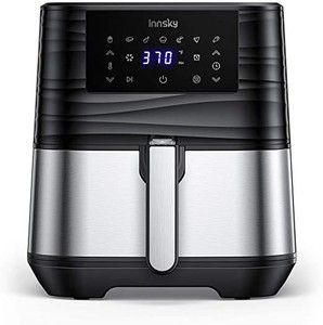 lot 51440 image: Innsky Air Fryer, 5.8 Quart, 1700-Watt Electric Stainless Steel Air Fryers Oven for RoastingBakingGrilling, 7 Cooking Presets, Preheat, Appointment Function& LED Digital Touchscreen, Nonstick, ETL Listed (100 Recipe book)
