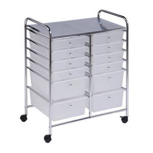 lot 51441 image: Honey-Can-Do Rolling Storage Cart and Organizer with 12 Plastic Drawers