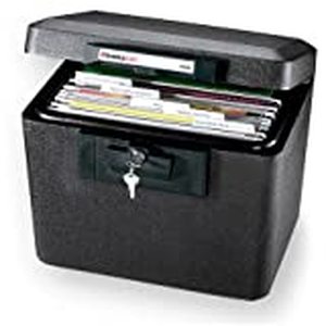 lot 51446 image: SentrySafe 1170 Fireproof Box with Key Lock 0.61 Cubic Feet,Black. Missing keys